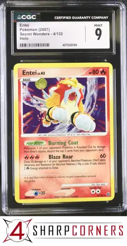 2007 POKEMON SECRET WONDERS #4 ENTEI HOLO CGC 9 - Image 1