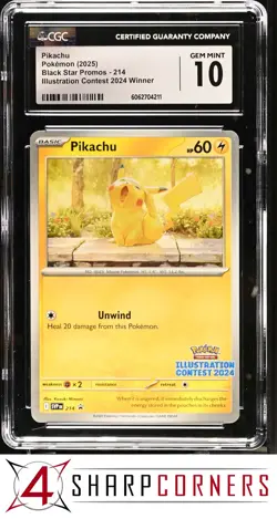 2025 POKEMON PROMOS ILLUSTRATION CONTEST 2024 WINNER #214 PIKACHU CGC 10 - Image 1
