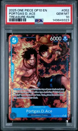 2025 One Piece Royal Blood Portgas D Ace Treasure Rare #OP08-052 PSA 10 GEM MINT - Image 1