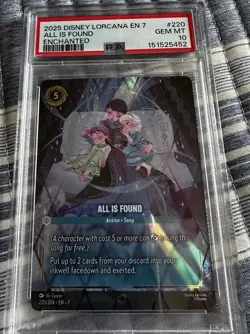 2025 DISNEY LORCANA EN 7-ARCHAZIA'S ISLAND ENCHANTED #220 ALL IS FOUND PSA 10 - Image 1
