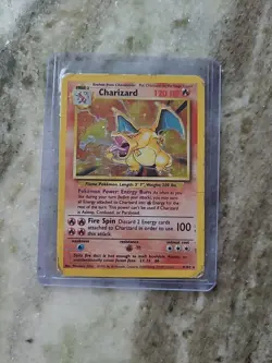 Pokemon Charizard Base Set Holo Unlimited Card 4/102 Heavily Damaged CREASES - Image 1