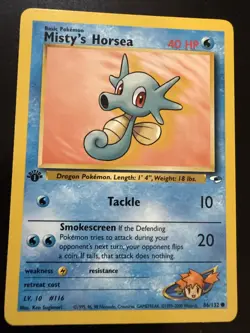Misty's Horsea 86/132 1st Edition - Gym Heroes Set - Pokemon Card - Excellent - Image 1
