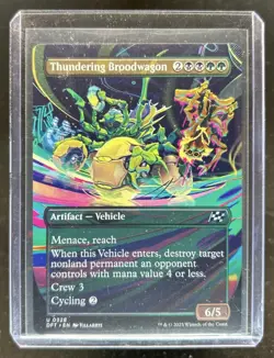 2025 Magic The Gathering Thundering Broodwagon Revved Up Borderless Foil #328 - Image 1