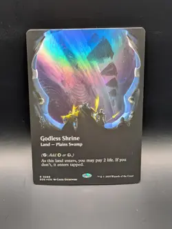 MTG - Godless Shrine - FOIL BORDERLESS - Land (W/B) - EOE #280 - Rare - Image 1