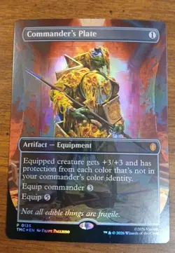 Commander's Plate - Foil Borderless - MTG x TMNT Promo 0135/UUU - NM - Pizza Art - Image 1