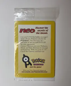 Sealed 2001 Entei Reverse Holo Pokemon Neo Discovery Black Star Movie Promo - Image 1