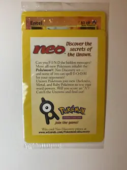 Sealed 2001 Entei Reverse Holo Pokemon Neo Discovery Black Star Movie Promo - Image 3