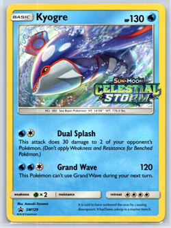 Pokemon TCG Kyogre SM129 SM Celestial Storm Prerelease Stamped Holo Rare - Image 1