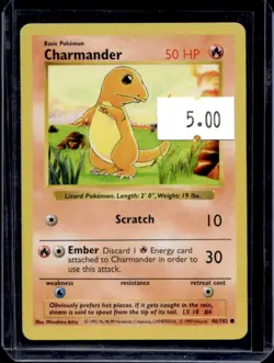 1999 Pokemon Shadowless Charmander #46/102 - Image 1