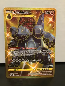 Coalossal 198/189 Secret Rare Pokemon Darkness Ablaze Gold Holo Full Art - Image 1