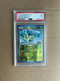PSA 9 Mint 2013 POKEMON Black & White PLASMA FREEZE LEAFEON #11 REVERSE FOIL - Image 1