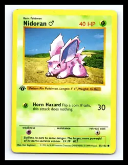 💥 NIDORAN 1st Edition Shadowless Base Set 1999 Pokemon TCG Non Holo # 55/102 - Image 1