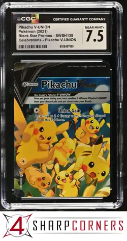 2021 POKEMON BLACK STAR PROMOS CELEBRATIONS PIKACHU V-UNION #SWSH139 CGC 7.5 - Image 1