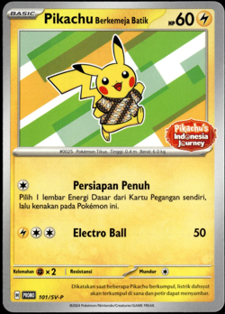 Pikachu Berkemeja Batik 101/SV-P Indonesia Journey Promo Indonesian Pokemon Card - Image 1