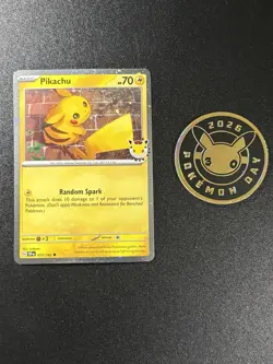 Pikachu 30th Anniversary Stamped Promo Pokemon Card Mint Cosmos Holo W/Coin Lot - Image 1