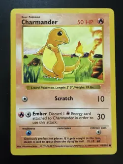 Pokemon TCG Charmander Shadowless Common Card 46/102 Base Set - Image 1