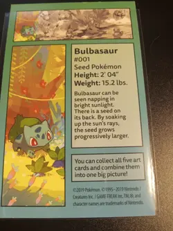Pokemon Bulbasaur #001 Illustration Art Card Seed Pokemon Collectible - Image 2