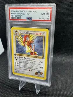 PSA 8 1st Ed. Koga's Pidgeotto - Pokemon TCG Gym Challenge - #27 WOTC 2000 Card - Image 2