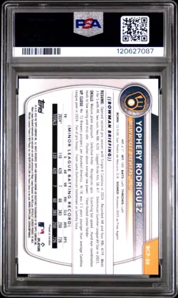 2025 Bowman - Chrome Prospects Yophery Rodriguez #BCP-36 Red Geometric /5 PSA 10 - Image 2