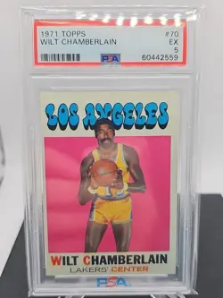 1971 TOPPS BASKETBALL WILT CHAMBERLAIN #70 LAKERS PSA 5 HOF - Image 1