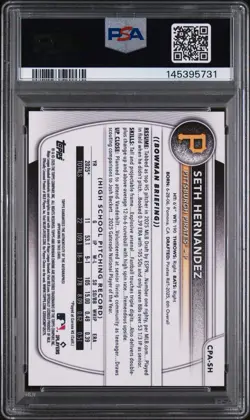 2025 Bowman Draft Seth Hernandez 1st True Orange Refractor PSA 9 /25 Pirates - Image 2