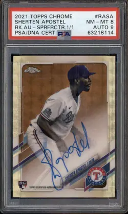 2021 Topps Chrome Rookie Auto Superfractor #RASA Sherten Apostel RC 1/1 PSA 8 - Image 1