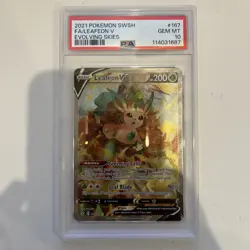 PSA 10 GEM MINT Full Art Ultra Rare Leafeon V - Evolving Skies 167/203 - Image 1