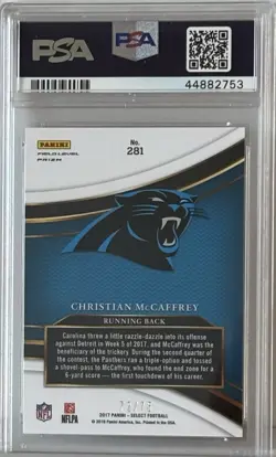 2017 Panini Select 🥉🔥 Copper Christian McCaffrey RC Field Level #d/75 PSA 10 - Image 2
