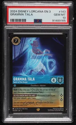2023 Lorcana - Into The Inklands 3 Gramma Tala Spirit of Ocean PSA 10 GEM MT - Image 1