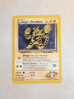 Lt. Surge's Electabuzz 27/132 Rare Gym Heroes Pokemon Card. - Image 1