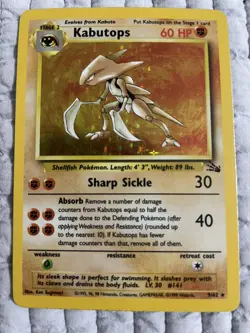 Pokemon TCG Kabutops Fossil Rare 9/62 60 HP English 1999 Trading Card HP - Image 1