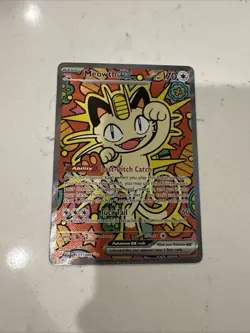 Pokemon Meowth EX Full Art Holo Rare 170 HP Card 121/088 Cat Basic - Image 1