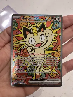 Pokemon Meowth EX Full Art Holo Rare 170 HP Card 121/088 Cat Basic - Image 2
