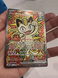 Pokemon Meowth EX Full Art Holo Rare 170 HP Card 121/088 Cat Basic - Image 3