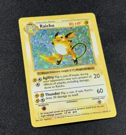 1999 Shadowless Base Set Raichu HOLO Pokemon Card #14/102 LP - Image 1