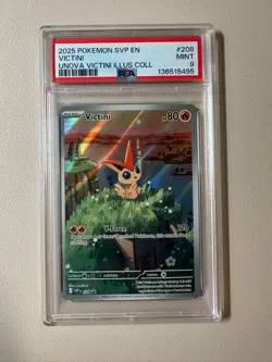 (D) 2025 Pokemon SVP EN 208 Victini Illustration Collection Promo PSA 9!!! - Image 1