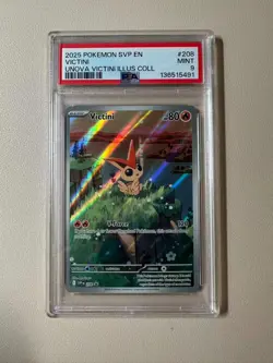 (B) 2025 Pokemon SVP EN 208 Victini Illustration Collection Promo PSA 9!!! - Image 1