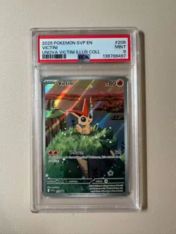 (H) 2025 Pokemon SVP EN 208 Victini Illustration Collection Promo PSA 9!!! - Image 1