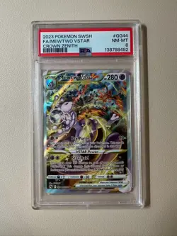 (A) 2023 Pokemon SWSH Crwon Zenith GG44/GG70 Mewtwo VSTAR Full Art PSA 8!!! - Image 1