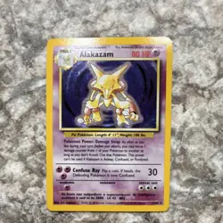 Pokemon Alakazam 1/102 Base Set Holo Rare 80 HP 1999 Vintage Card - Image 1
