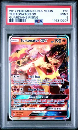 2017 POKEMON SUN & MOON GUARDIANS RISING #18 TURTONATOR GX PSA 9 - Image 1