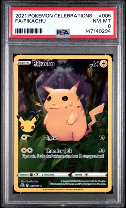2021 POKEMON CELEBRATIONS #005 FULL ART/PIKACHU PSA 8 - Image 1