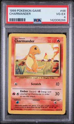 1999 POKEMON BASE SET UNLIMITED #46 CHARMANDER PSA 4 - Image 1