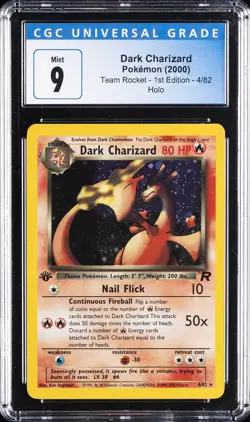 2000 POKEMON TEAM ROCKET 1ST EDITION HOLO #4 DARK CHARIZARD CGC 9 - Image 1