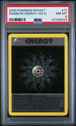 2000 POKEMON ROCKET #17 RAINBOW ENERGY-HOLO PSA 8 - Image 1