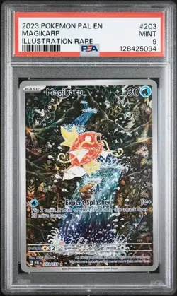 2023 TCG POKEMON PAL EN MAGIKARP ILLUSTRATION RARE #203 PSA 9 MINT - Image 1