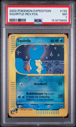 2002 POKEMON EXPEDITION #132 SQUIRTLE-REV.FOIL PSA 7 - Image 1