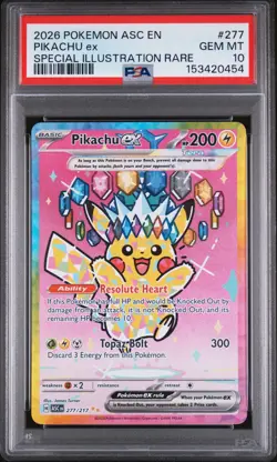 2026 POKEMON ASCENDED HEROES SPECIAL ILLUSTRATION RARE #277 PIKACHU EX PSA 10 - Image 1
