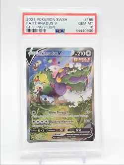 TORNADUS V 2021 POKEMON SWSH CHILLING REIGN RARE CRACKED 185/198 PSA 10 Q1300 - Image 1