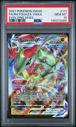 2021 POKEMON SWORD & SHIELD EVOLVING SKIES #111 FULL ART/RAYQUAZA VMAX PSA 10 - Image 1